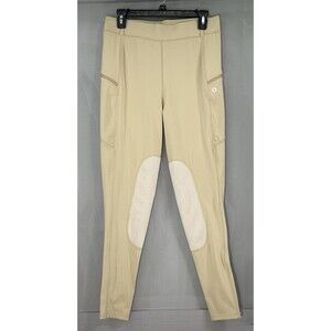 SANTINY Women's Horse-Riding Pants ‎ Zipper Pockets Large Beige